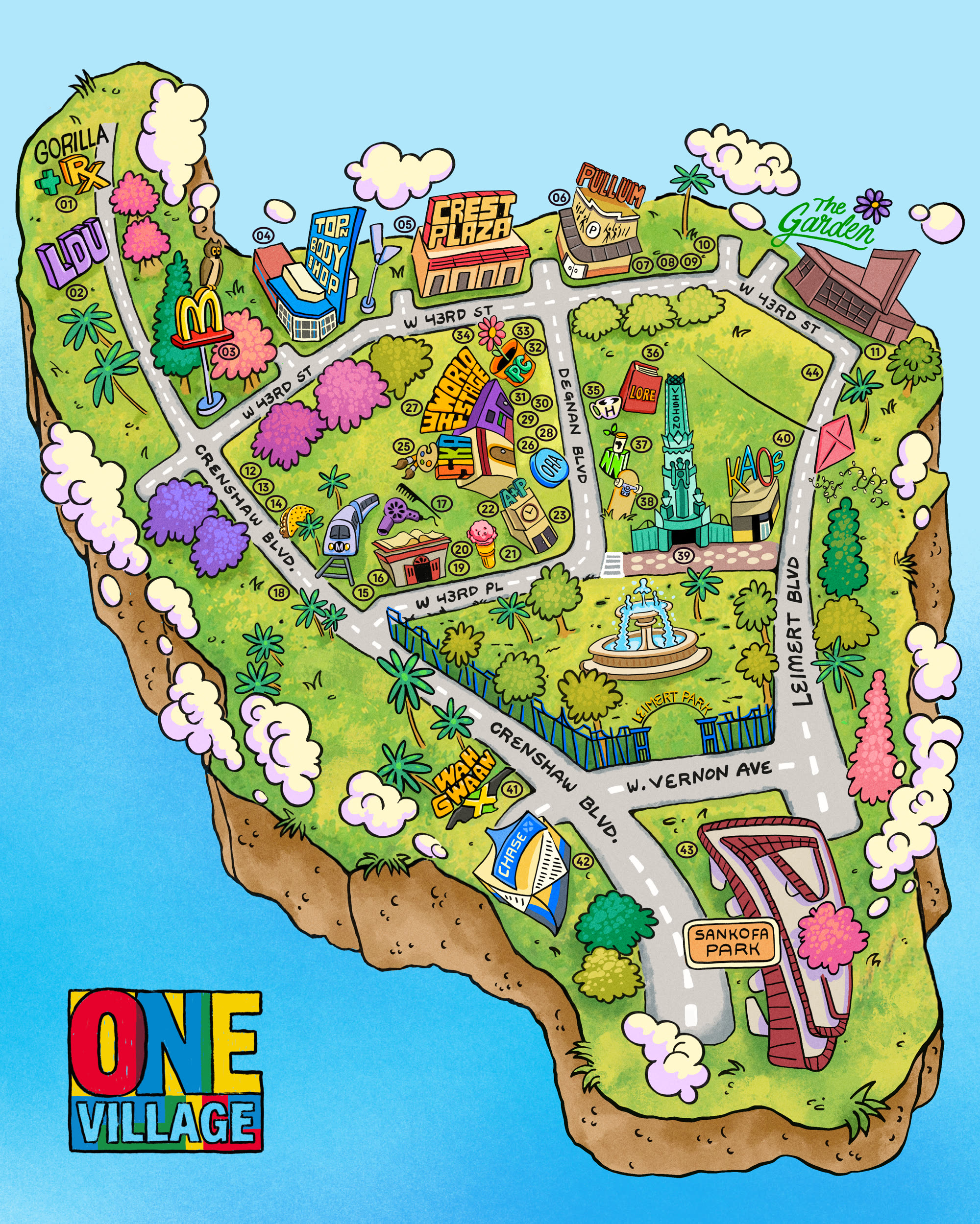 Illustrated One Village map of Leimert Park